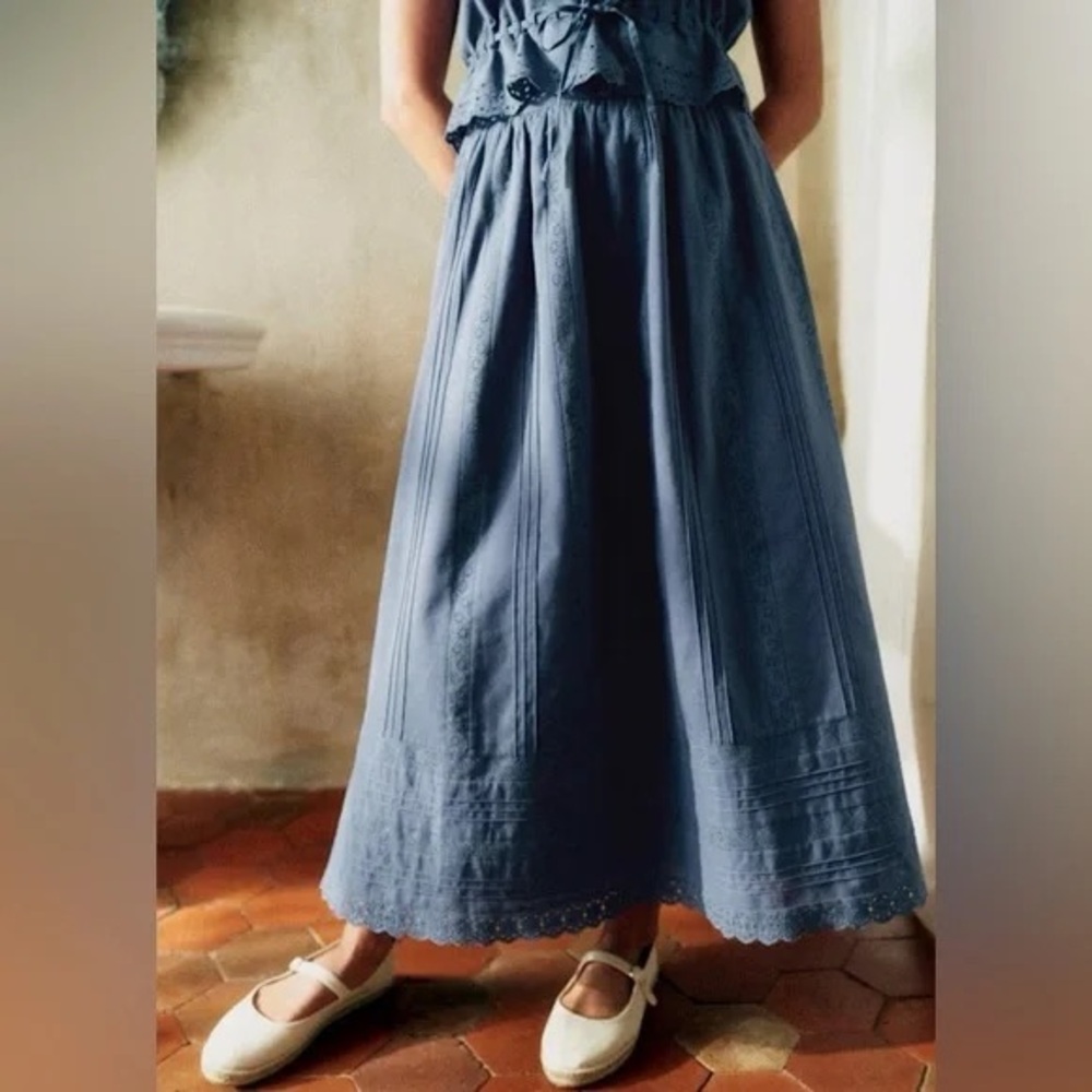 Sezane Duda Skirt 34 2 Mineral Blue